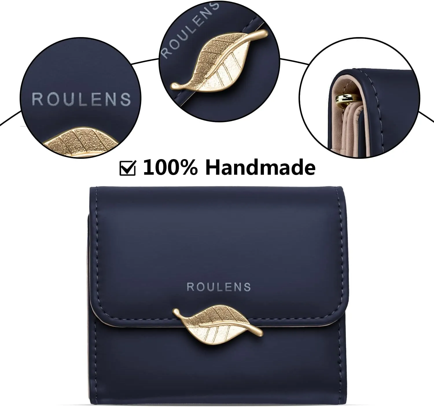 Wallet for Women RFID Blocking PU Leather Leaf Pendant Card Holder Phone Checkbook Organizer Zipper Coin Purse