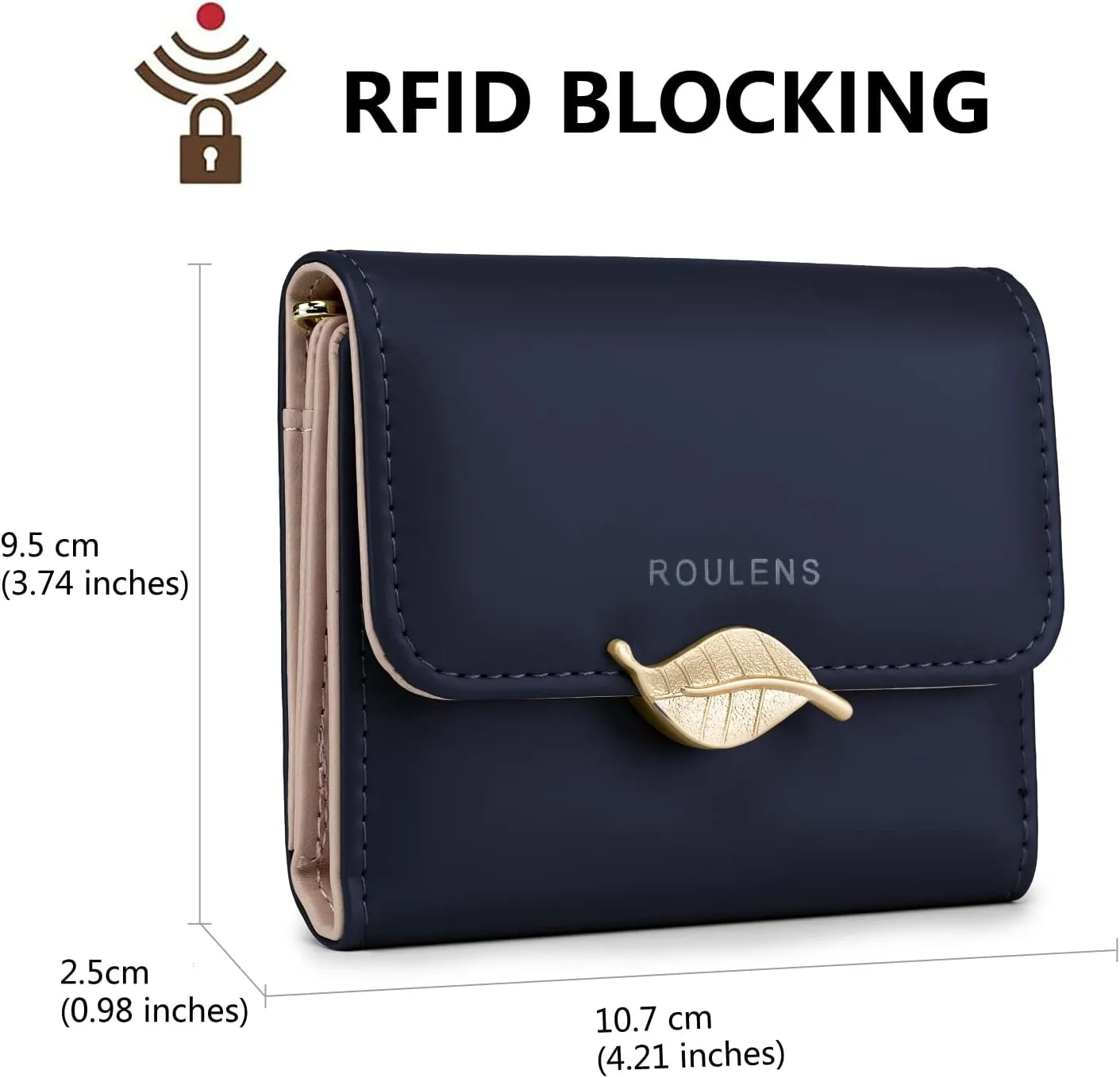 Wallet for Women RFID Blocking PU Leather Leaf Pendant Card Holder Phone Checkbook Organizer Zipper Coin Purse