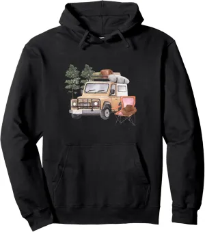 Watercolor Off Road Camping Crew Road Trip Pullover Hoodie