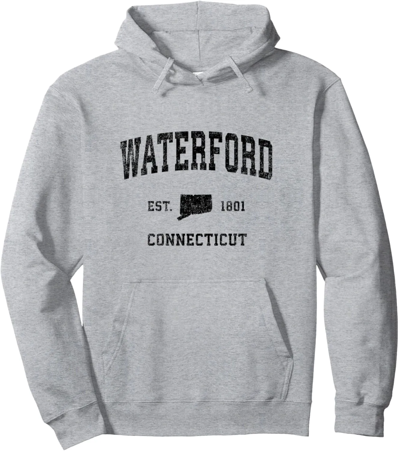 Waterford Connecticut CT Vintage Sports Design Black Print Pullover Hoodie