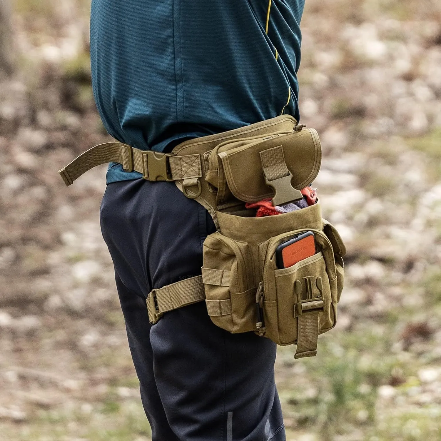 Waterproof Military Tactical Drop Leg Pouch Bag Type B Cross Over Leg Rig Outdoor Bike Cycling Hiking Thigh Bag