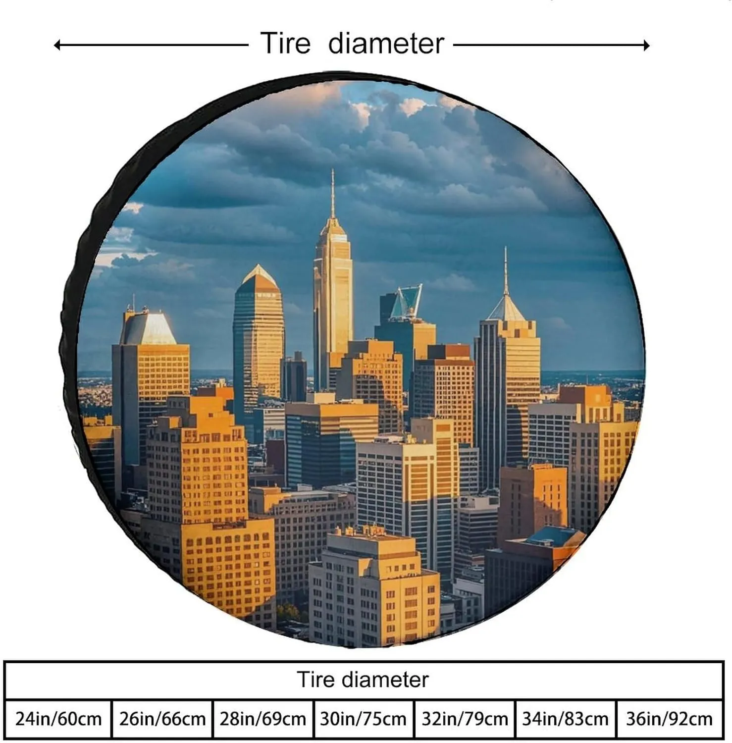 Waterproof Tires Covers Universal Spare Tire Cover A Busy Town in The City Oxford Cloth Wheel Cover Tire Protector for Car RV Trailer Camper Truck SUV Tire Accessories 32inch