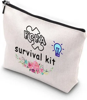 WCGXKO BCBA Survival Kit Zipper Pouch Makeup Bag Gift for BCBA Therapist Behavior Therapist (BCBA Survival)