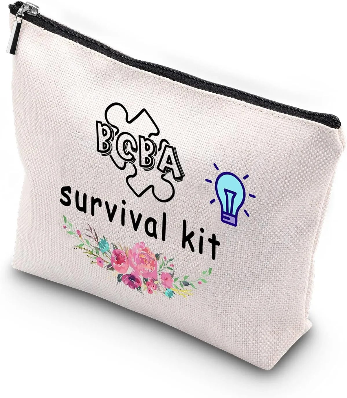 WCGXKO BCBA Survival Kit Zipper Pouch Makeup Bag Gift for BCBA Therapist Behavior Therapist (BCBA Survival)