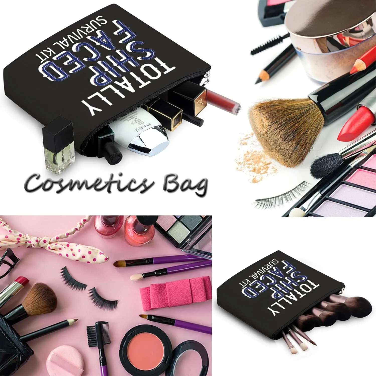 WCGXKO Cruise Trip Gift Cruise Bachelorette Party Favor Totally Ship Faced Zipper Makeup Bags Travel Toiletry Bag Accessories (Totally Ship Faced black)