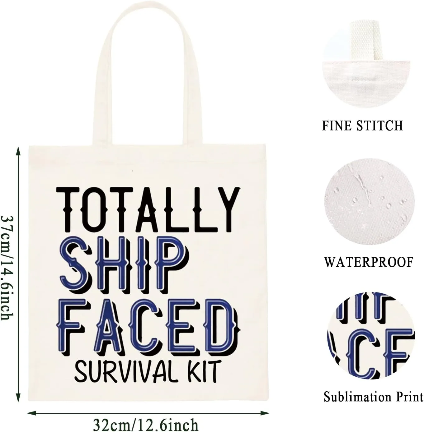 WCGXKO Cruise Trip Gift Cruise Bachelorette Party Favor Totally Ship Faced Zipper Makeup Bags Travel Toiletry Bag Accessories (Totally Ship Faced tote)