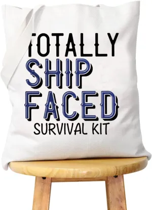 WCGXKO Cruise Trip Gift Cruise Bachelorette Party Favor Totally Ship Faced Zipper Makeup Bags Travel Toiletry Bag Accessories (Totally Ship Faced tote)
