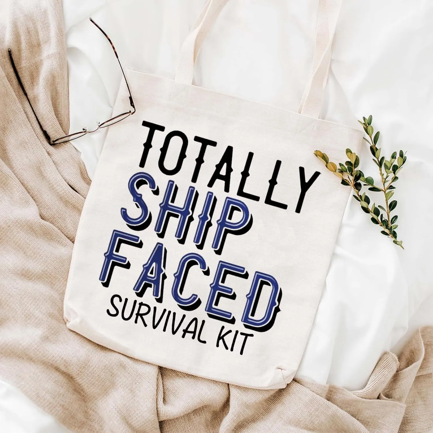 WCGXKO Cruise Trip Gift Cruise Bachelorette Party Favor Totally Ship Faced Zipper Makeup Bags Travel Toiletry Bag Accessories (Totally Ship Faced tote)