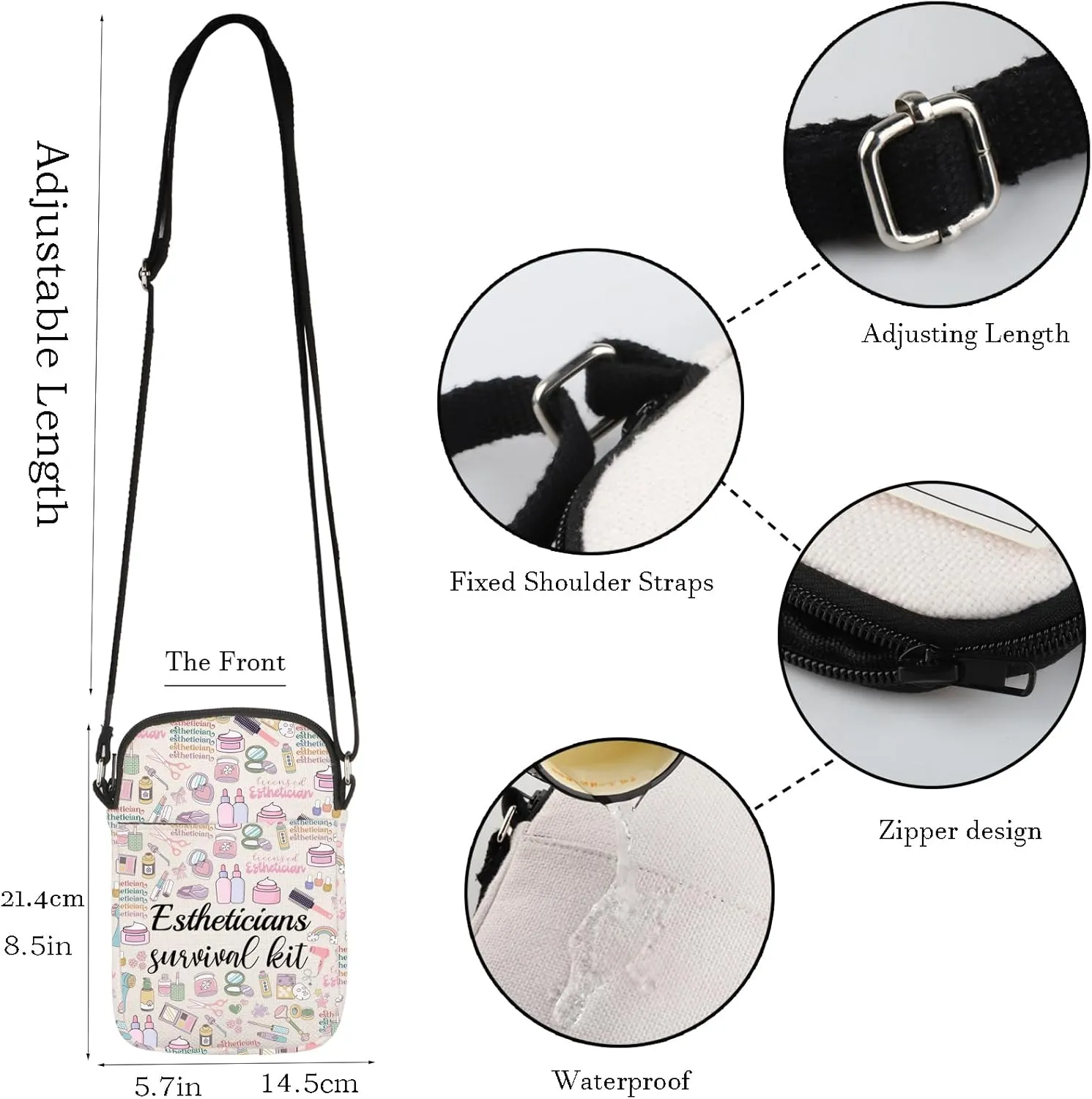 WCGXKO Estheticians Survival Kit Crossbody Purses Bag Messenger Bag Gift for Beautician Beauty Artist (Esthetician se CR)