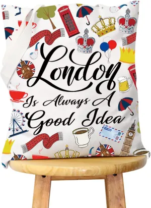 WCGXKO London Travel Gift London City Skyline London Is Always A Good Idea Zipper Pouch Makeup Bag (London Is Tote)