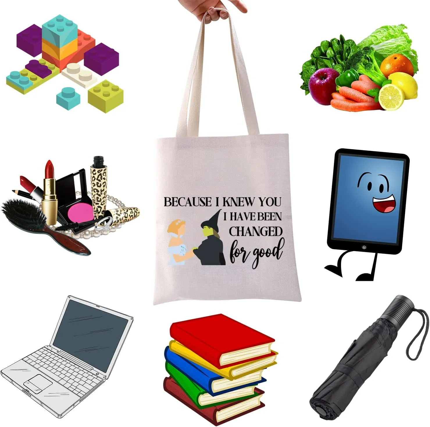 WCGXKO Musical Lover Gift for Best Friend Because I Knew You I Have Been Changed For Good Make Up Bag (Changed For Good tote)