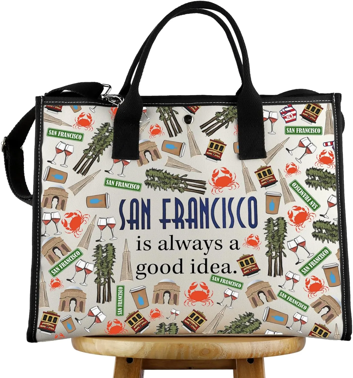 WCGXKO San Francisco Skyline Gift Zipper Pouch Makeup Bag