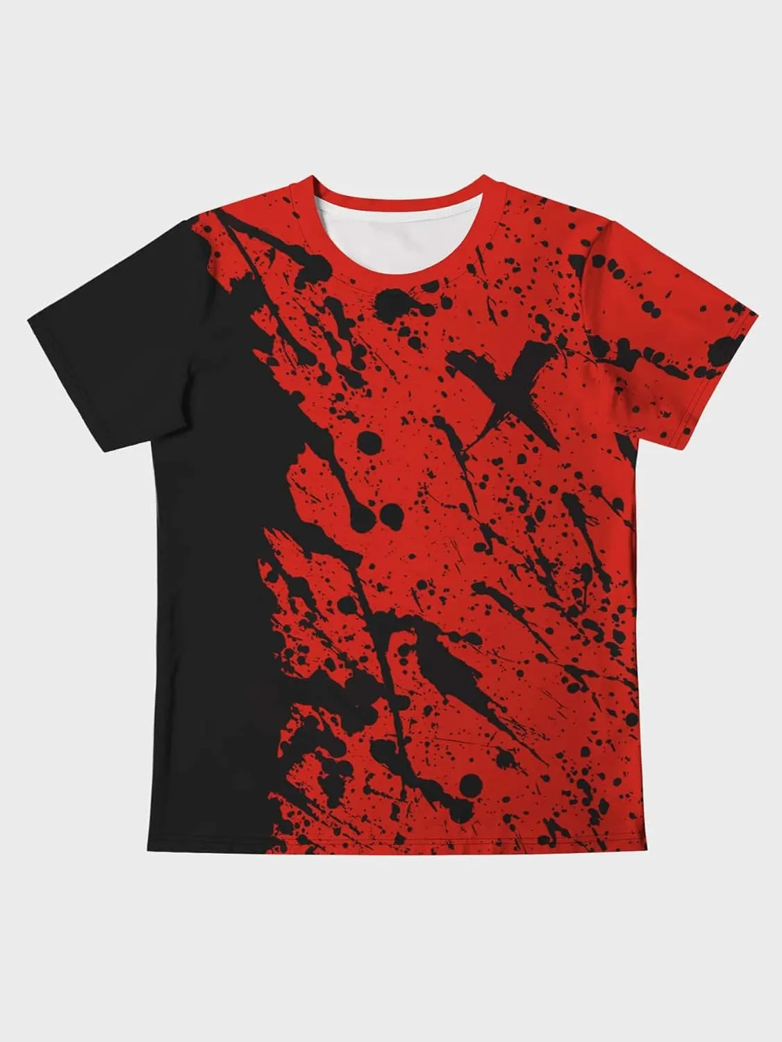WDIRARA Men's Two Tone Cartoon Graphic Print Short Sleeve T Shirt Round Neck Tee