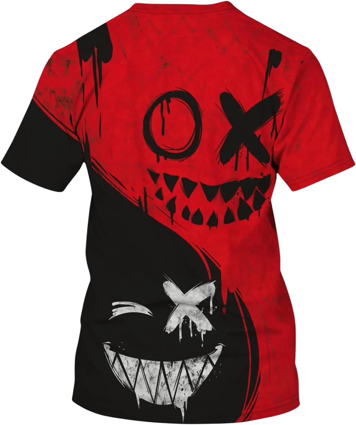WDIRARA Men's Two Tone Cartoon Graphic Print Short Sleeve T Shirt Round Neck Tee