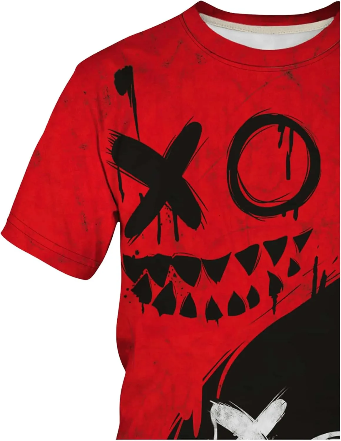 WDIRARA Men's Two Tone Cartoon Graphic Print Short Sleeve T Shirt Round Neck Tee
