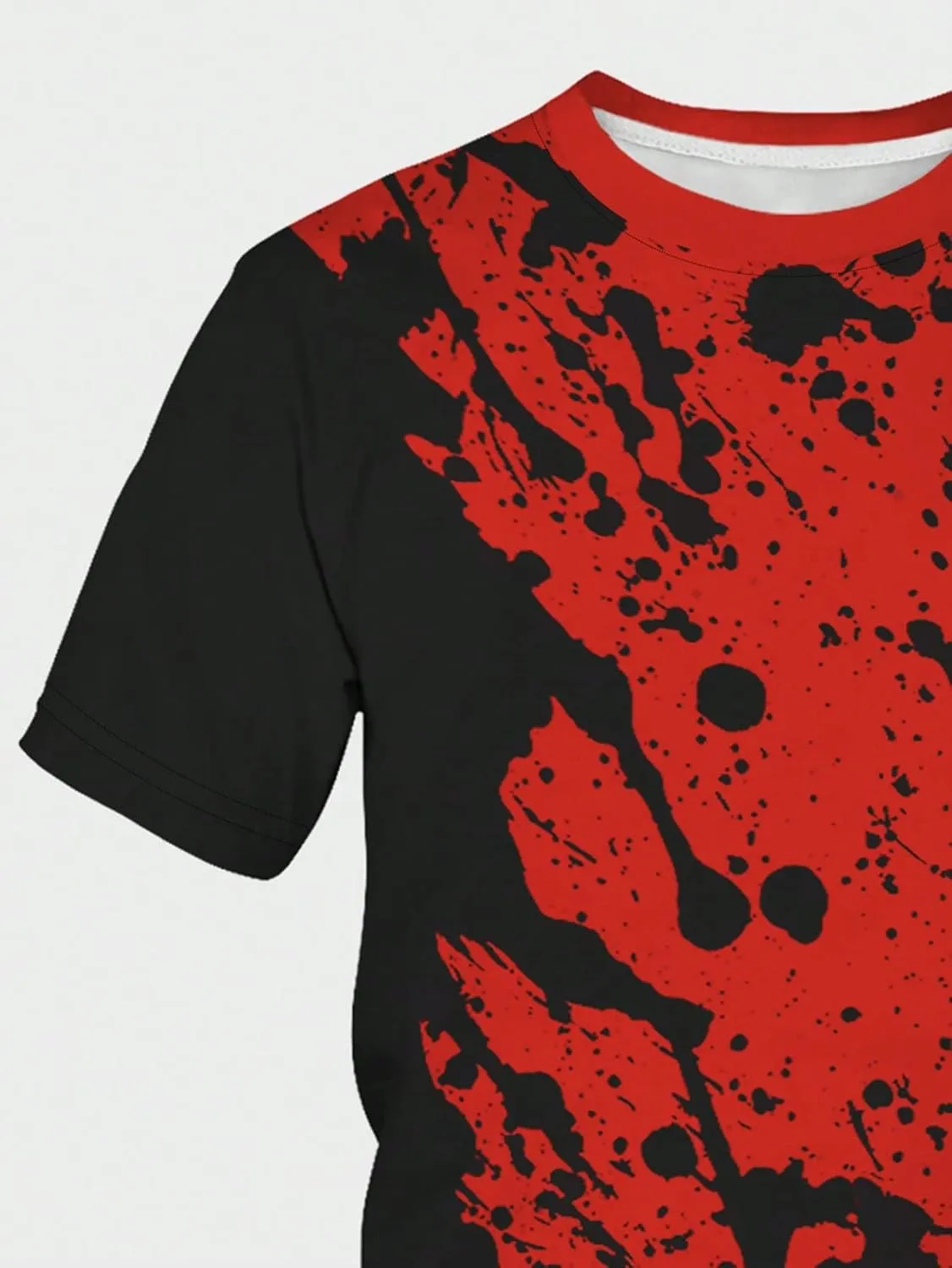 WDIRARA Men's Two Tone Cartoon Graphic Print Short Sleeve T Shirt Round Neck Tee