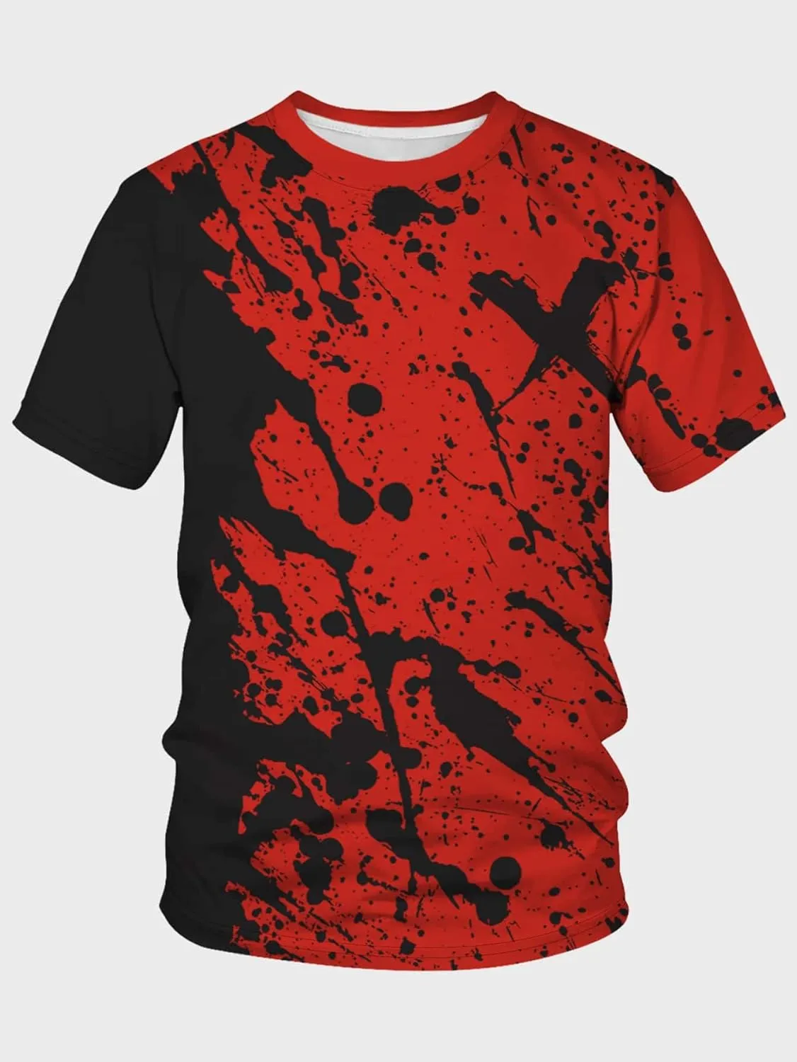WDIRARA Men's Two Tone Cartoon Graphic Print Short Sleeve T Shirt Round Neck Tee