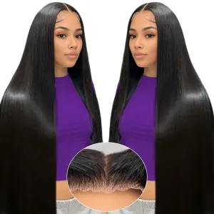 Wear and Go Glueless Wigs Pre Cut 220 Density Straight Wigs Human Hair 7x5 Lace Closure Wig Natural Bye Bye Knots Black Wig Human Hair Pre Plucked With Baby Hair Glueless Wig for Black Women 30 Inch