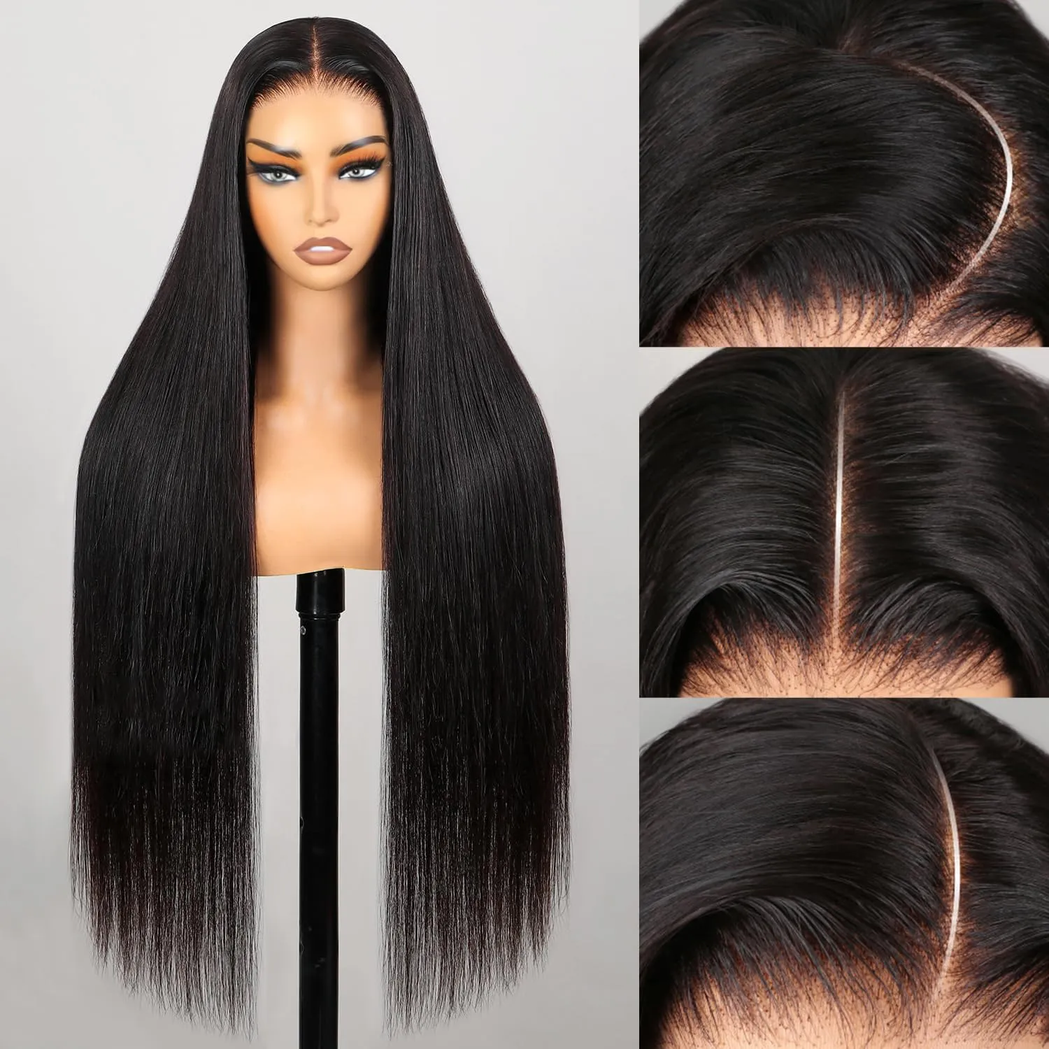 Wear and Go Glueless Wigs Pre Cut 220 Density Straight Wigs Human Hair 7x5 Lace Closure Wig Natural Bye Bye Knots Black Wig Human Hair Pre Plucked With Baby Hair Glueless Wig for Black Women 30 Inch