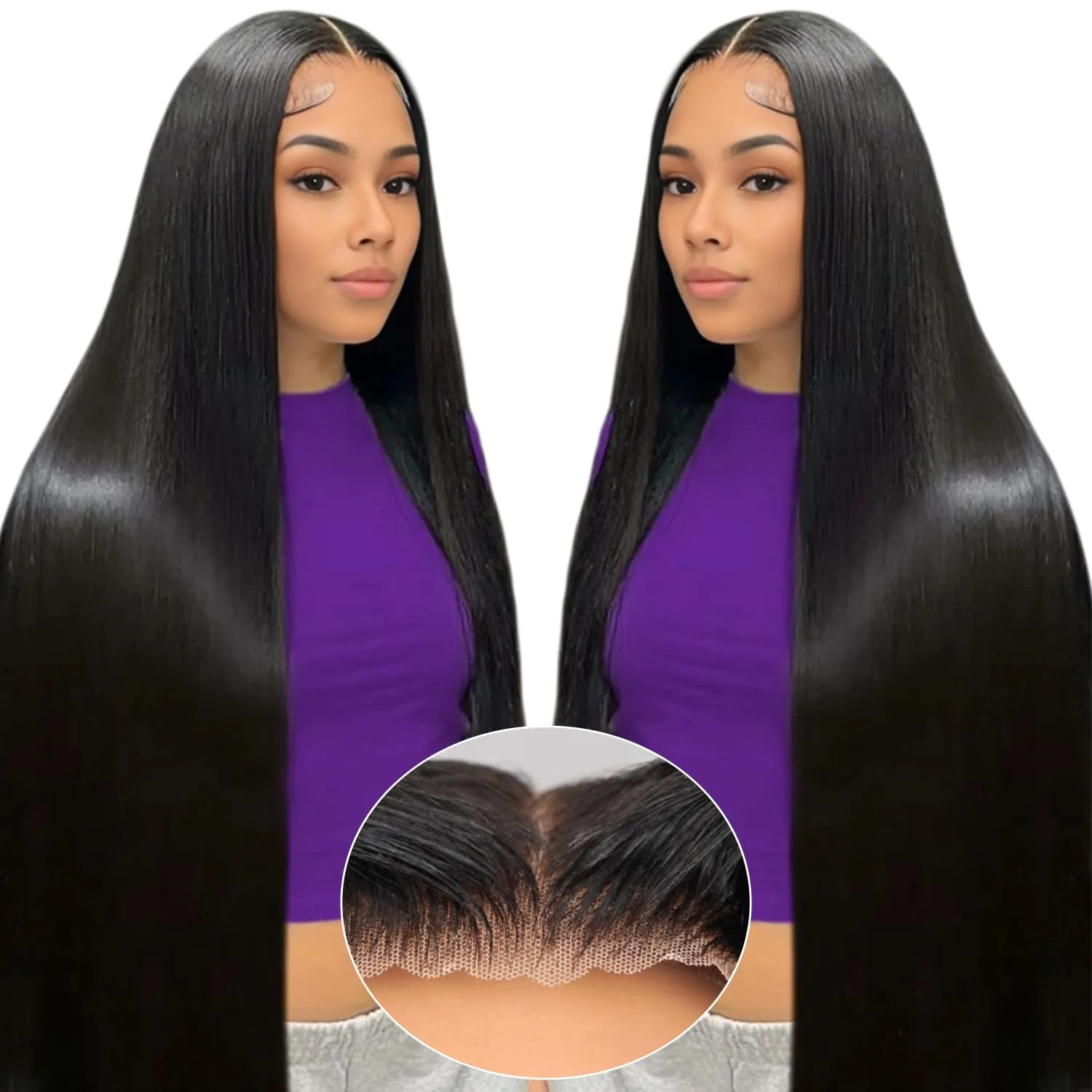 Wear and Go Glueless Wigs Pre Cut 220 Density Straight Wigs Human Hair 7x5 Lace Closure Wig Natural Bye Bye Knots Black Wig Human Hair Pre Plucked With Baby Hair Glueless Wig for Black Women 30 Inch