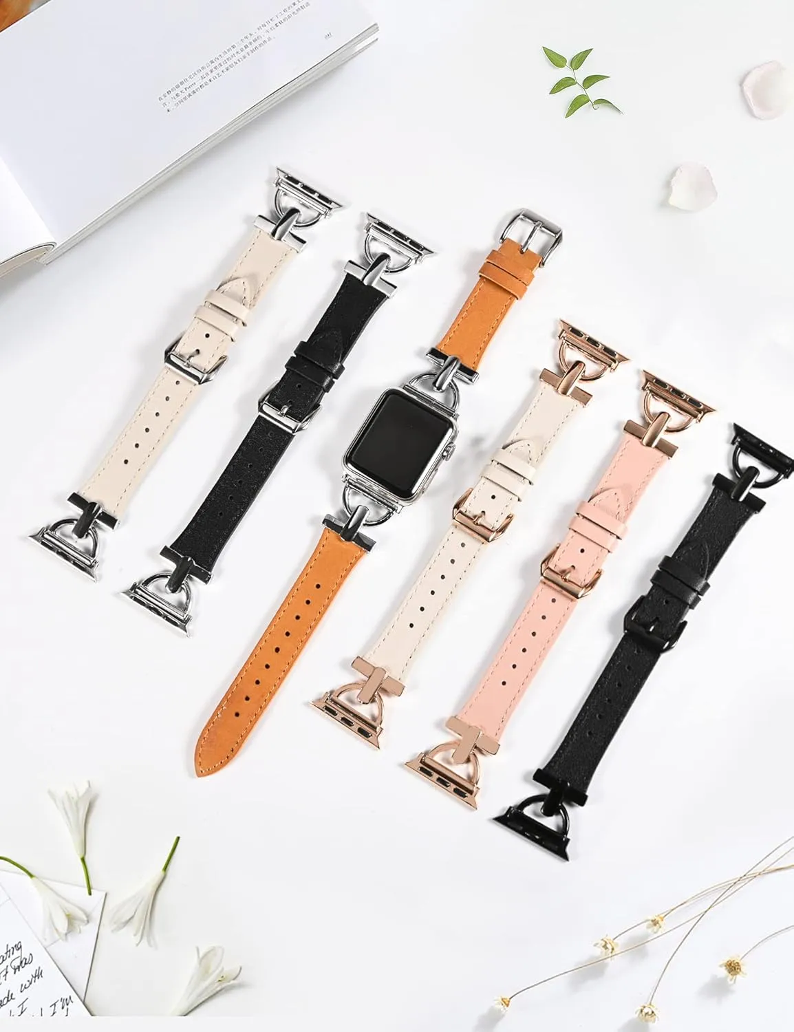 Wearlizer Leather Band Compatible with Apple Watch Bands Women 41mm 40mm 38mm 49mm 46mm 45mm 44mm 42mm, Fancy Dressy Strap for iWatch Series 10 9 8 Ultra SE 7 6 5 4 3 2 1