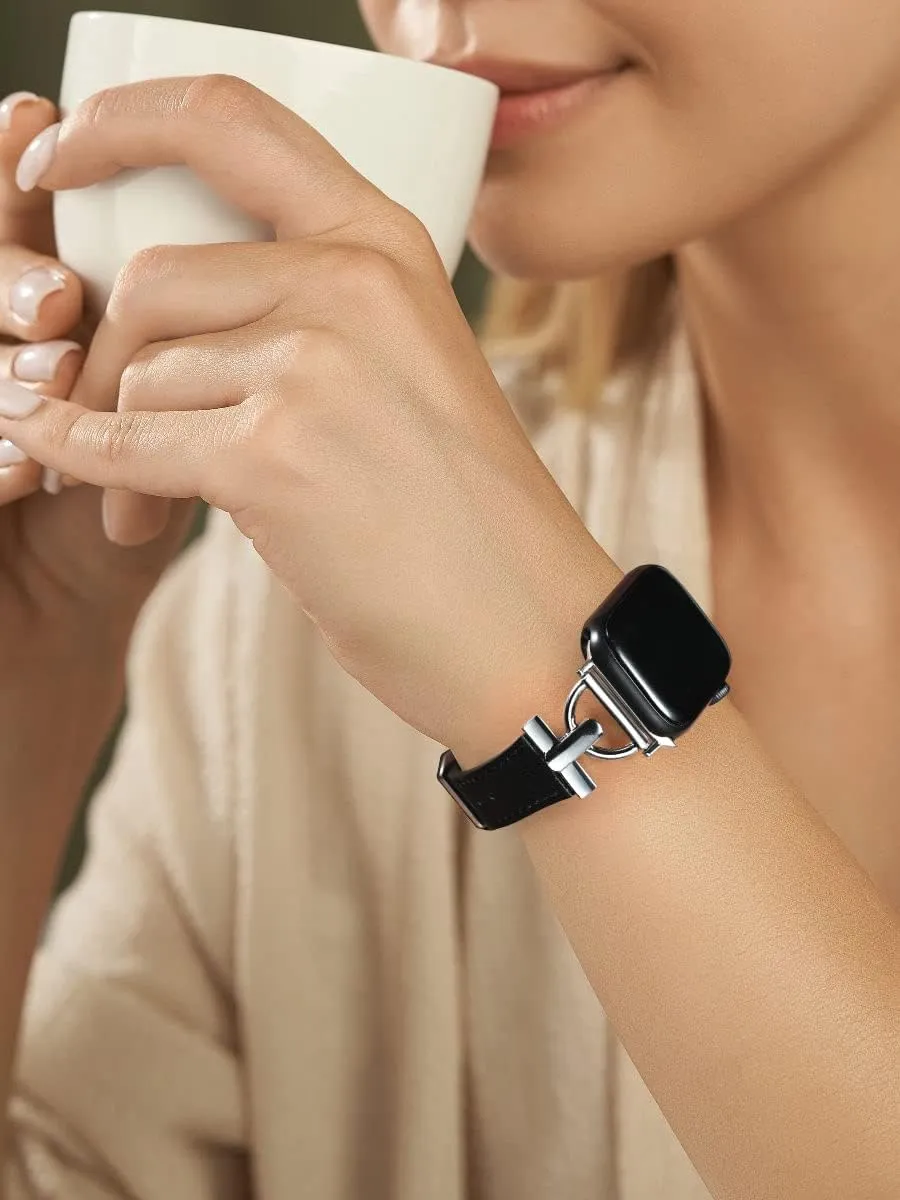 Wearlizer Leather Band Compatible with Apple Watch Bands Women 41mm 40mm 38mm 49mm 46mm 45mm 44mm 42mm, Fancy Dressy Strap for iWatch Series 10 9 8 Ultra SE 7 6 5 4 3 2 1