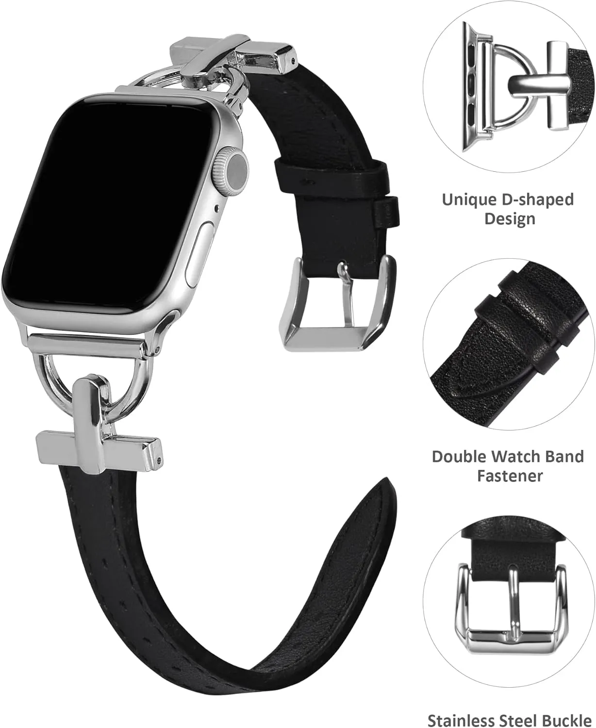 Wearlizer Leather Band Compatible with Apple Watch Bands Women 41mm 40mm 38mm 49mm 46mm 45mm 44mm 42mm, Fancy Dressy Strap for iWatch Series 10 9 8 Ultra SE 7 6 5 4 3 2 1