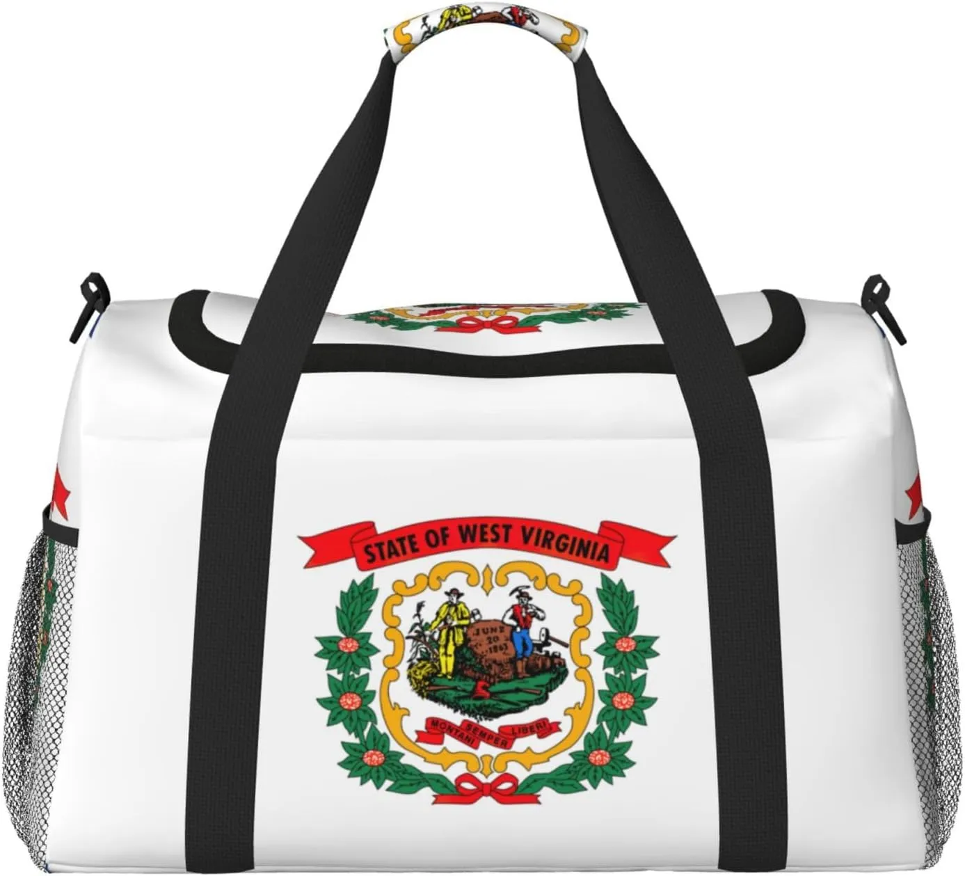 West Virginia state flag print Carry on Bag Underseat Personal Item Bag Travel Duffel Bag Gym Carry On Sports Bag