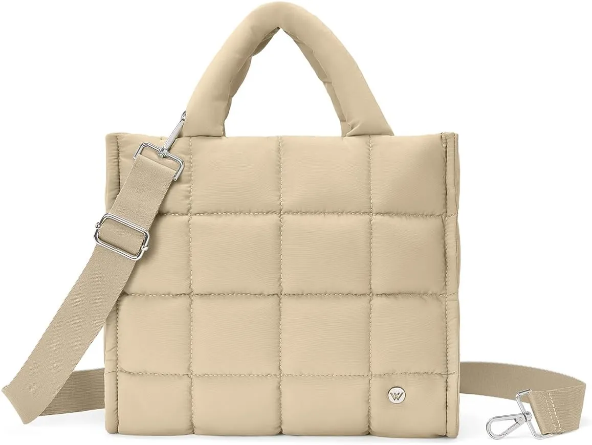 WESTBRONCO Puffer Crossbody Bags for Women Quilted Tote Bag Puffy Weekender Overnight Bag Nylon Shoulder Handbag