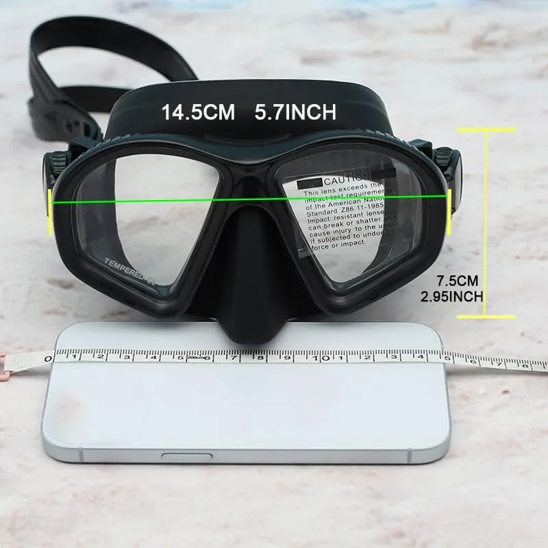 Wet Low Volume Freediving Mask Anti-Leak Tempered Glass Free Dive Mask J-Type Diving Mask Set with Camera Mount