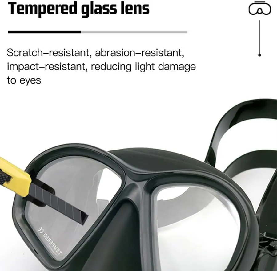 Wet Low Volume Freediving Mask Anti-Leak Tempered Glass Free Dive Mask J-Type Diving Mask Set with Camera Mount