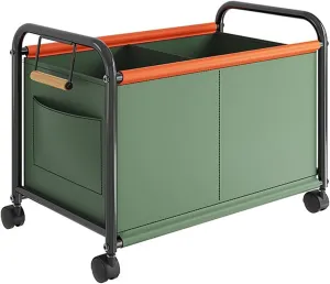 Wheeled Laundry Basket with Oxford Fabric Bag, Rolling Laundry Basket,Clothes Storage Basket, Partition Design Rolling Laundry Basket Storage Cart for Bathrooms, Bedrooms, Dormitories(Green,63.5x37x48