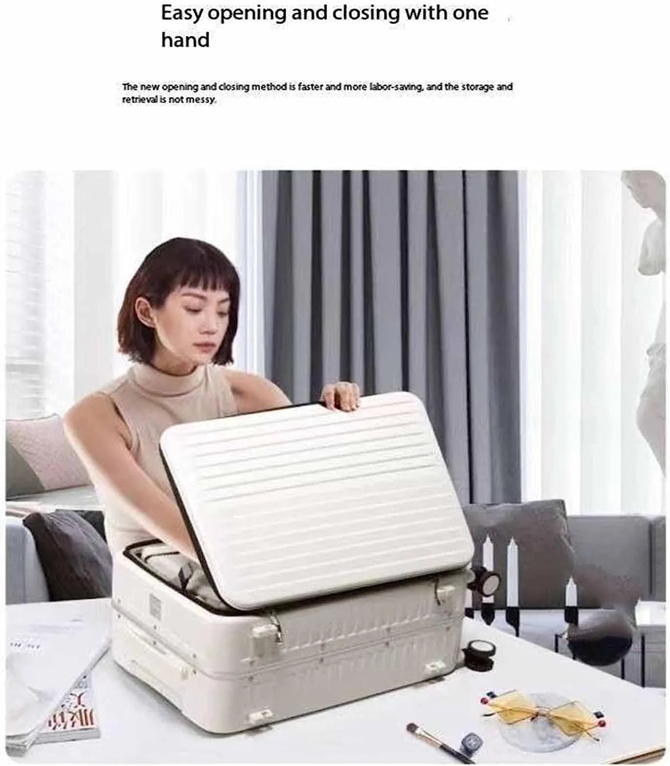 Wheeled Suitcase, Large Capacity Carry-on Luggage, Detachable Side Bag Design Suitcase, Code Lock,Silver-24 inches (Silver 24 inches)