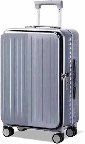 Wheeled Suitcase, Large Capacity Carry-on Luggage, Detachable Side Bag Design Suitcase, Code Lock,Silver-24 inches (Silver 24 inches)