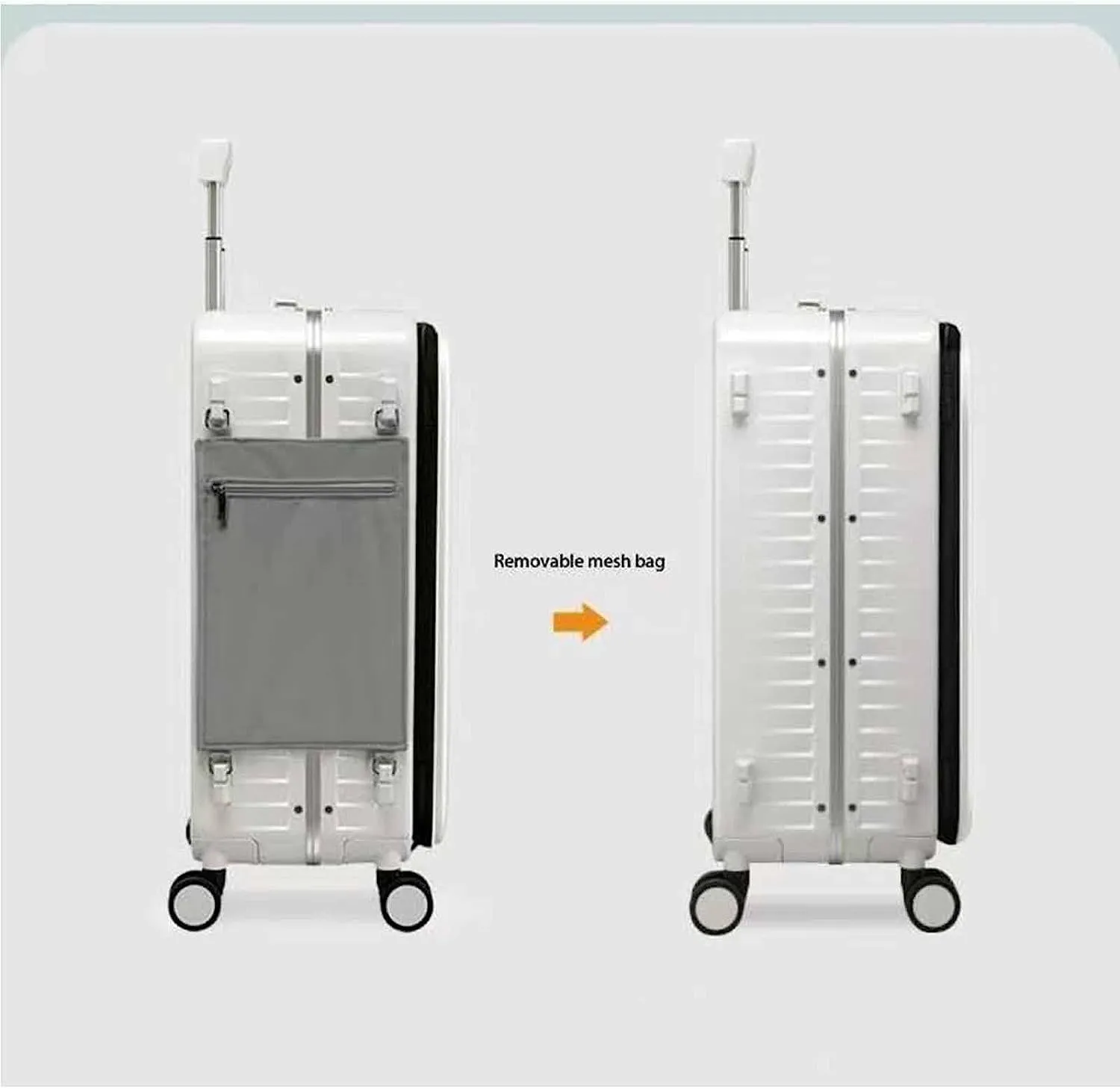 Wheeled Suitcase, Large Capacity Carry-on Luggage, Detachable Side Bag Design Suitcase, Code Lock,Silver-24 inches (Silver 24 inches)