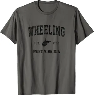 Wheeling West Virginia WV Vintage Sports Design Black Print T-Shirt