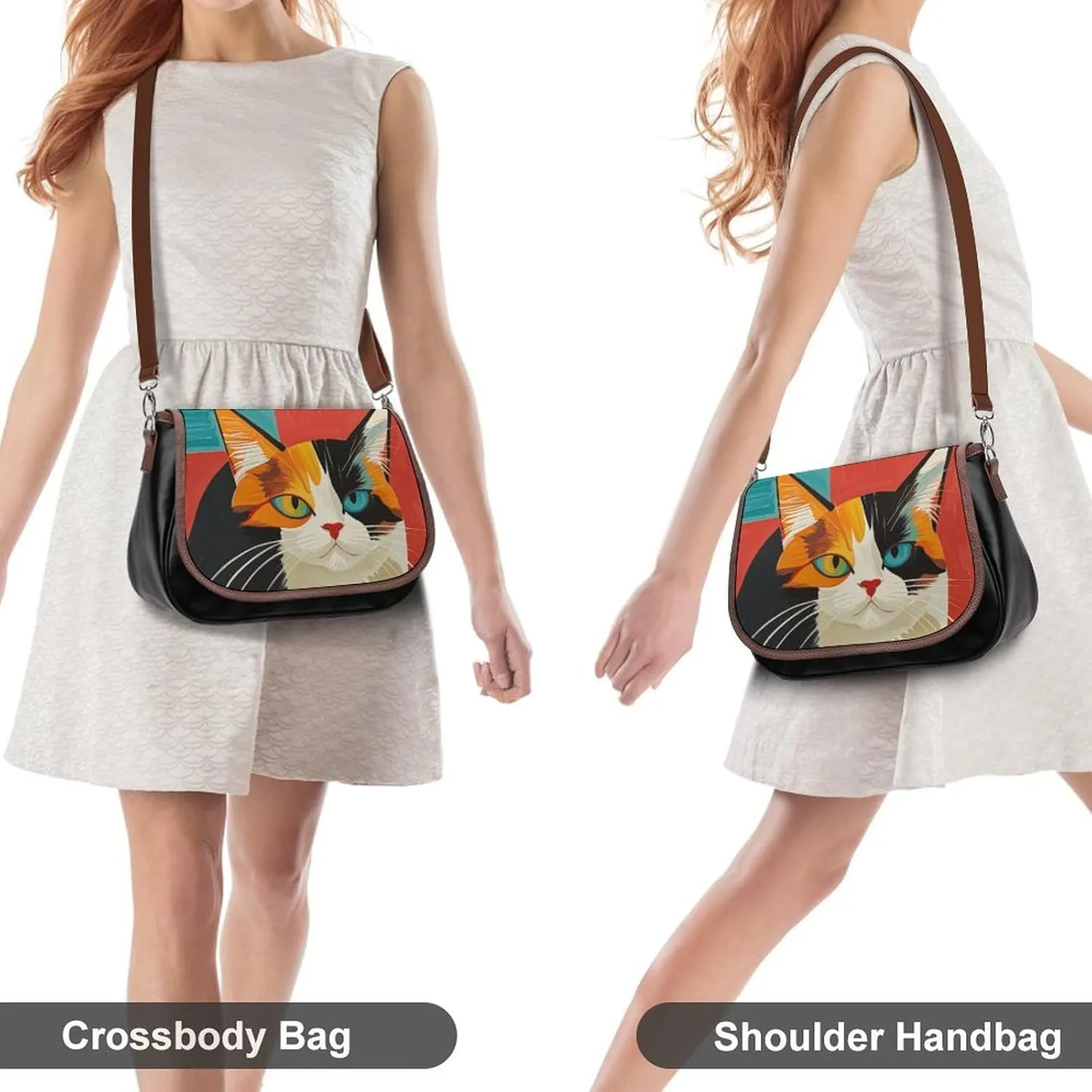 White Blooms Blue Butterflies Crossbody Bags for Women Travel Shoulder Bag Small Leather Cross Body Handbags