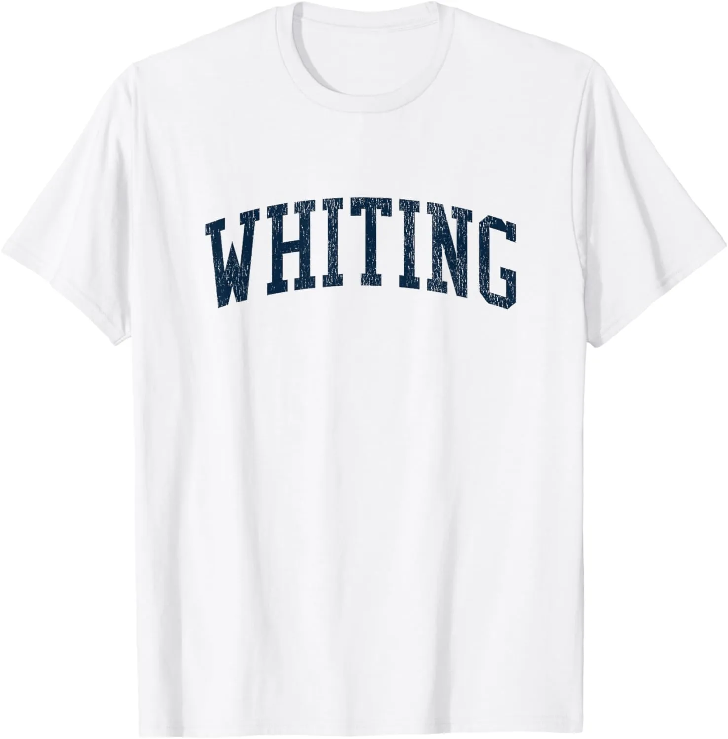 Whiting ME Vintage Athletic Sports JSN2 Navy Print T-Shirt