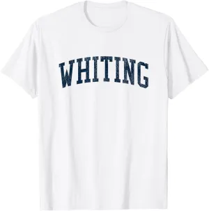 Whiting ME Vintage Athletic Sports JSN2 Navy Print T-Shirt