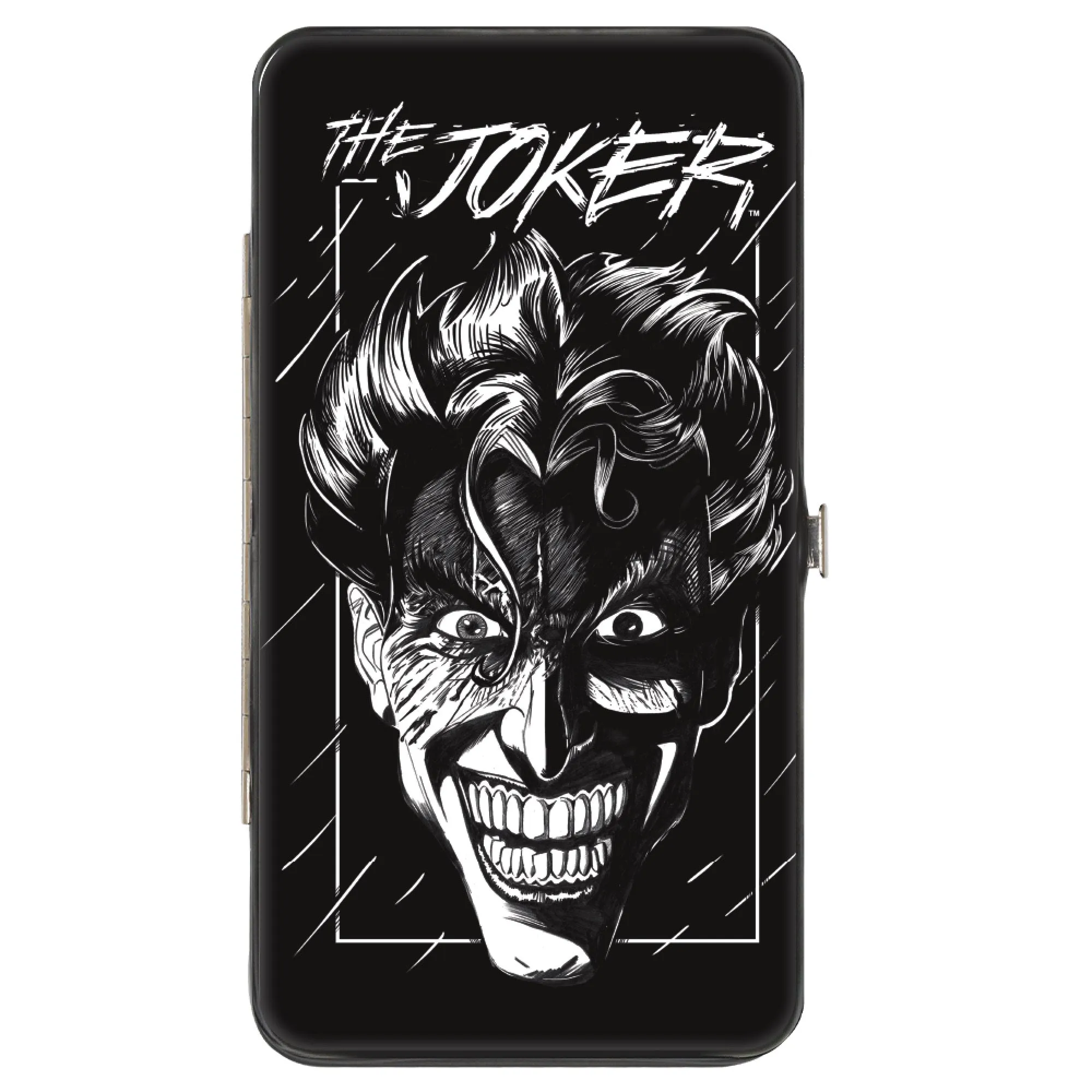 Wholesale Hinged Wallet - THE JOKER Smiling Face Sketch Black/White