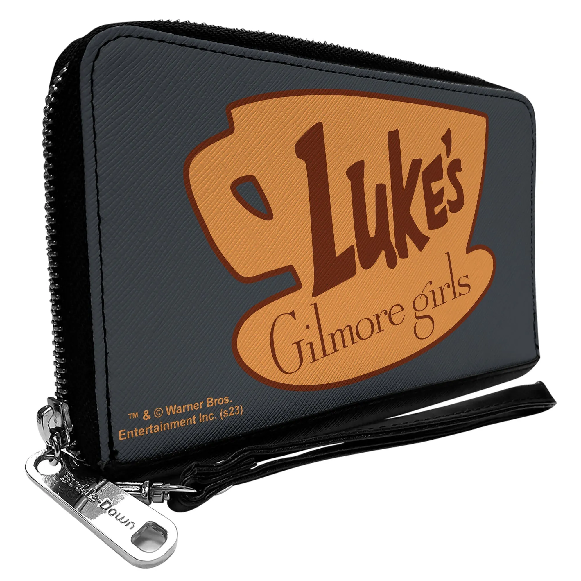 Wholesale PU Zip Around Wallet Rectangle - GILMORE GIRLS LUKE'S Coffee Cup Icon Gray/Browns