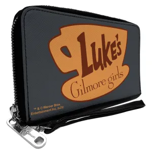 Wholesale PU Zip Around Wallet Rectangle - GILMORE GIRLS LUKE'S Coffee Cup Icon Gray/Browns
