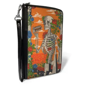 Wholesale PU Zip Around Wallet Rectangle - Grateful Dead Dave's Picks Skull and Roses Cover Orange