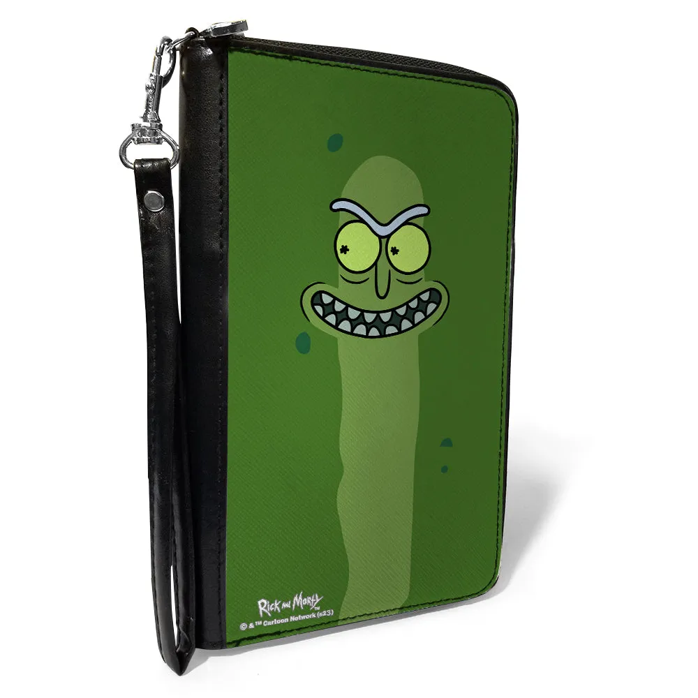 Wholesale PU Zip Around Wallet Rectangle - Rick and Morty Pickle Rick Grinning Greens