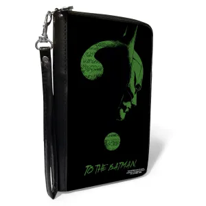 Wholesale PU Zip Around Wallet Rectangle - The Batman Movie Batman Question Mark Pose Black Green
