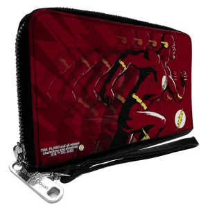 Wholesale PU Zip Around Wallet Rectangle - The Flash Running Pose and Bolt Trails Reds