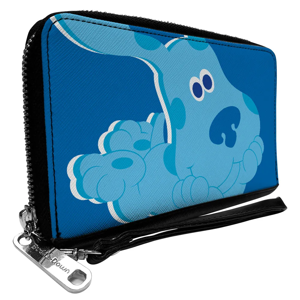 Wholesale Women's PU Zip Around Wallet Rectangle - Blue's Clues Blue Full Body Smiling Pose Blues