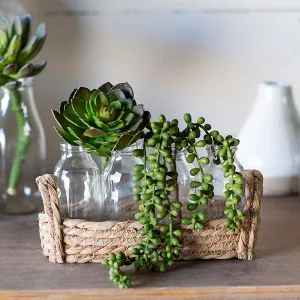 Wicker Basket with Four Milk Bottles