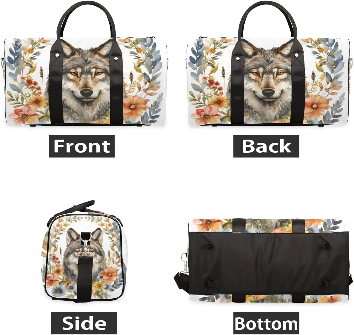 Wild Animal Wolf Travel Duffle Bag for Women Men Gym Duffel Foldable Bag Waterproof Weekender Cute Wolf Duffle Tote