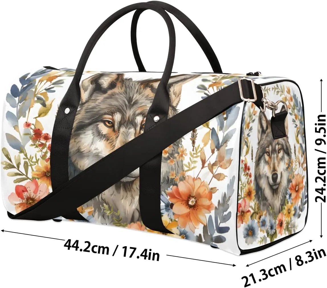 Wild Animal Wolf Travel Duffle Bag for Women Men Gym Duffel Foldable Bag Waterproof Weekender Cute Wolf Duffle Tote